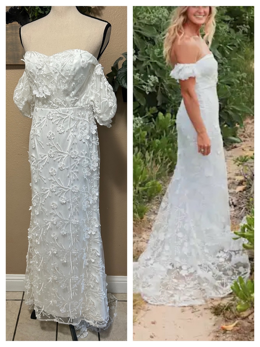 NWOT Magical Beginnings White 3D Floral Embroidered Maxi Dress